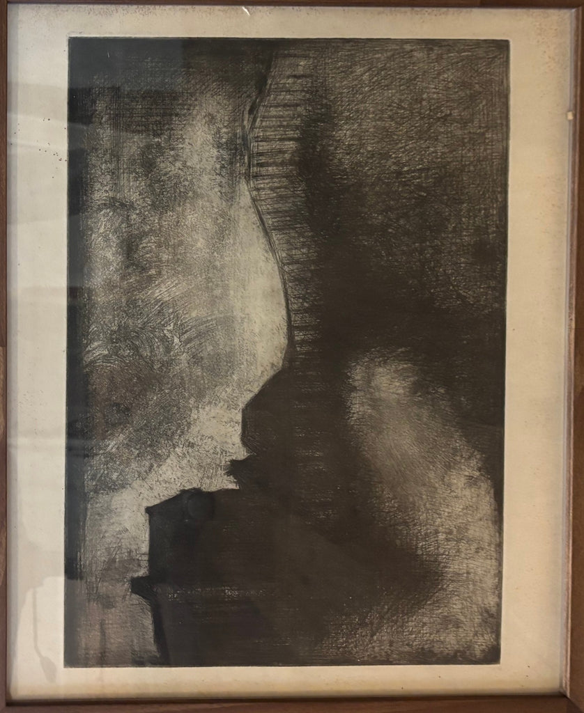 Moody house landscape intaglio, newly framed in walnut