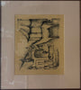 Abstract village charcoal study, newly framed with solid sand mat