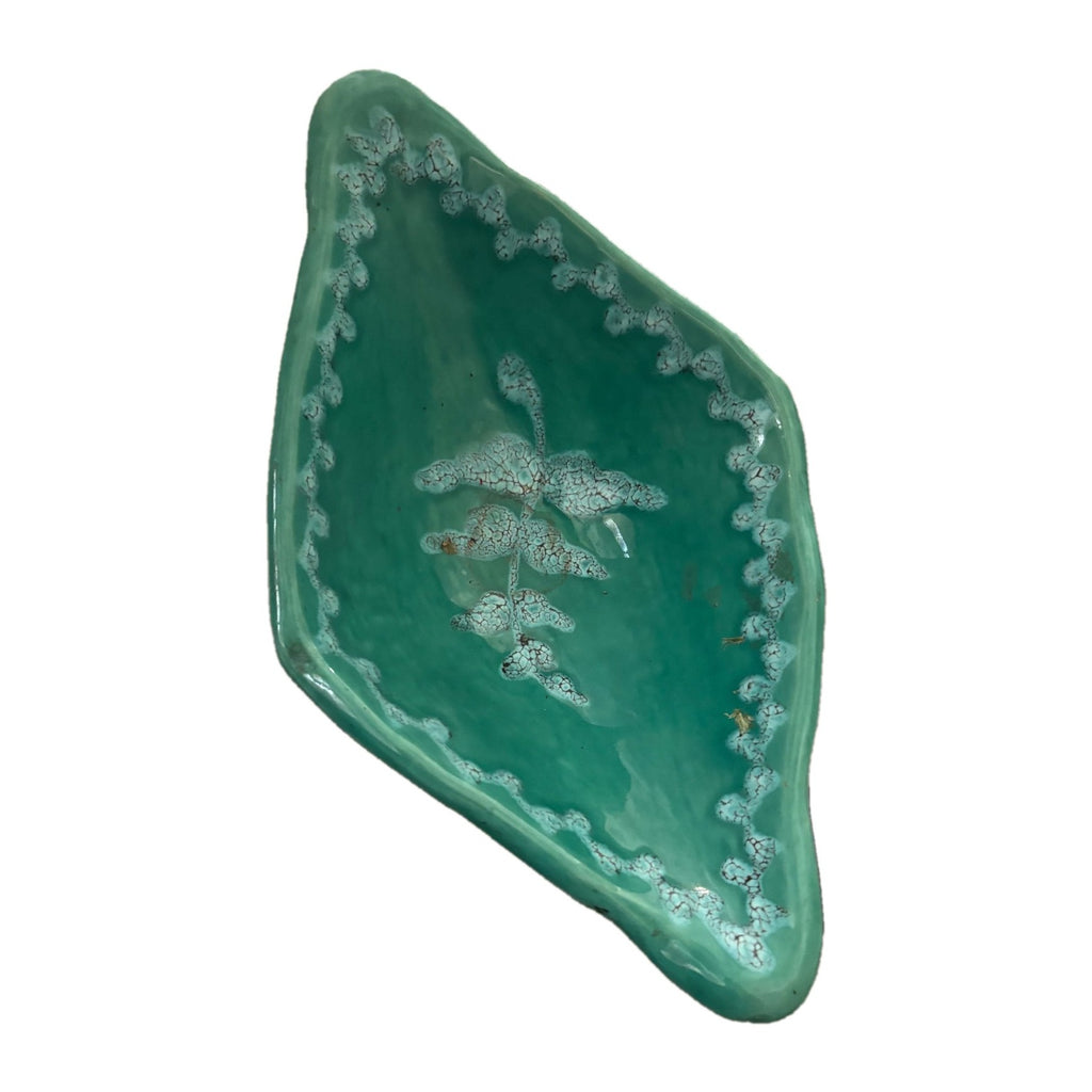 French green drip-glaze ceramic vide-poche dish